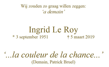 overlijden Ingrid Le Roy