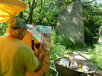 Wim Velt schildert Ecokathedraal
